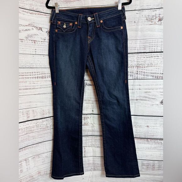 True Religion Jeans Womens Sz 27 Dark Wash Becca Flap Pockets Bootcut Red Label - Picture 1 of 12